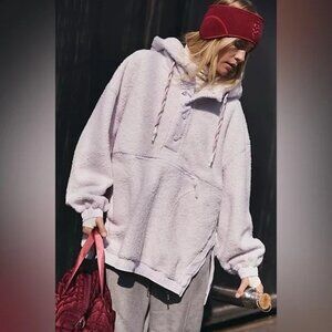 Free People Fuzzy Was She Fleece Pullover Womens S Purple Warm Cozy Gorpcore